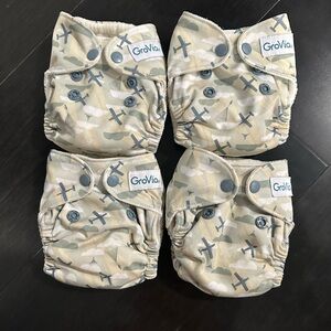 Grovia Newborn All in One Cloth Diaper Airplane Lot